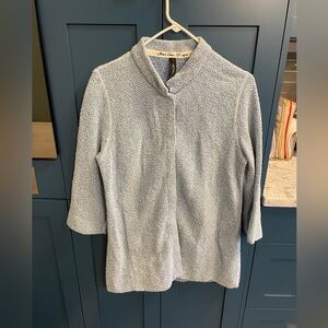 Marc Cain N3 White Blue Women’s US 8 Knit Wear Sweater Cardigan Pockets Cotton